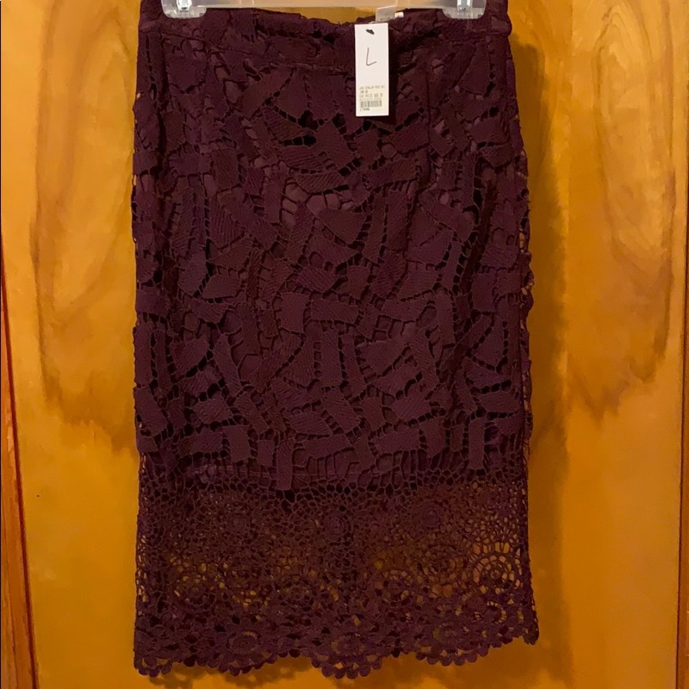 Purple lace pencil skirt